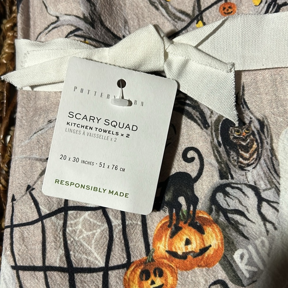 Pottery Barn Scary Squad Kitchen Towels BNWT - Picture 3 of 4